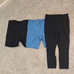 RBX Black and Blue Leggings Trio